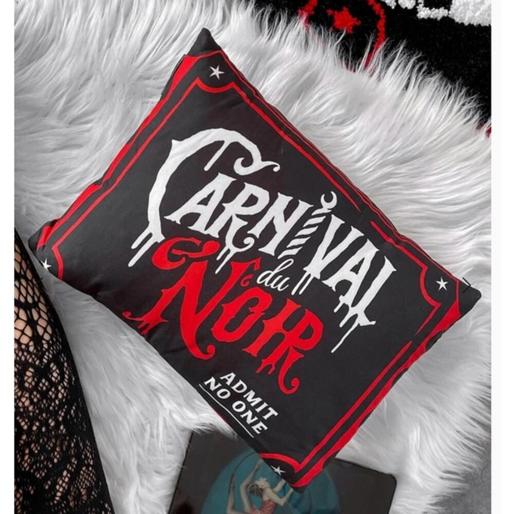 Killstar SIDESHOW Cushion Statement Pillow Carnival du Noir Admit No One Blk NWT - Picture 2 of 6